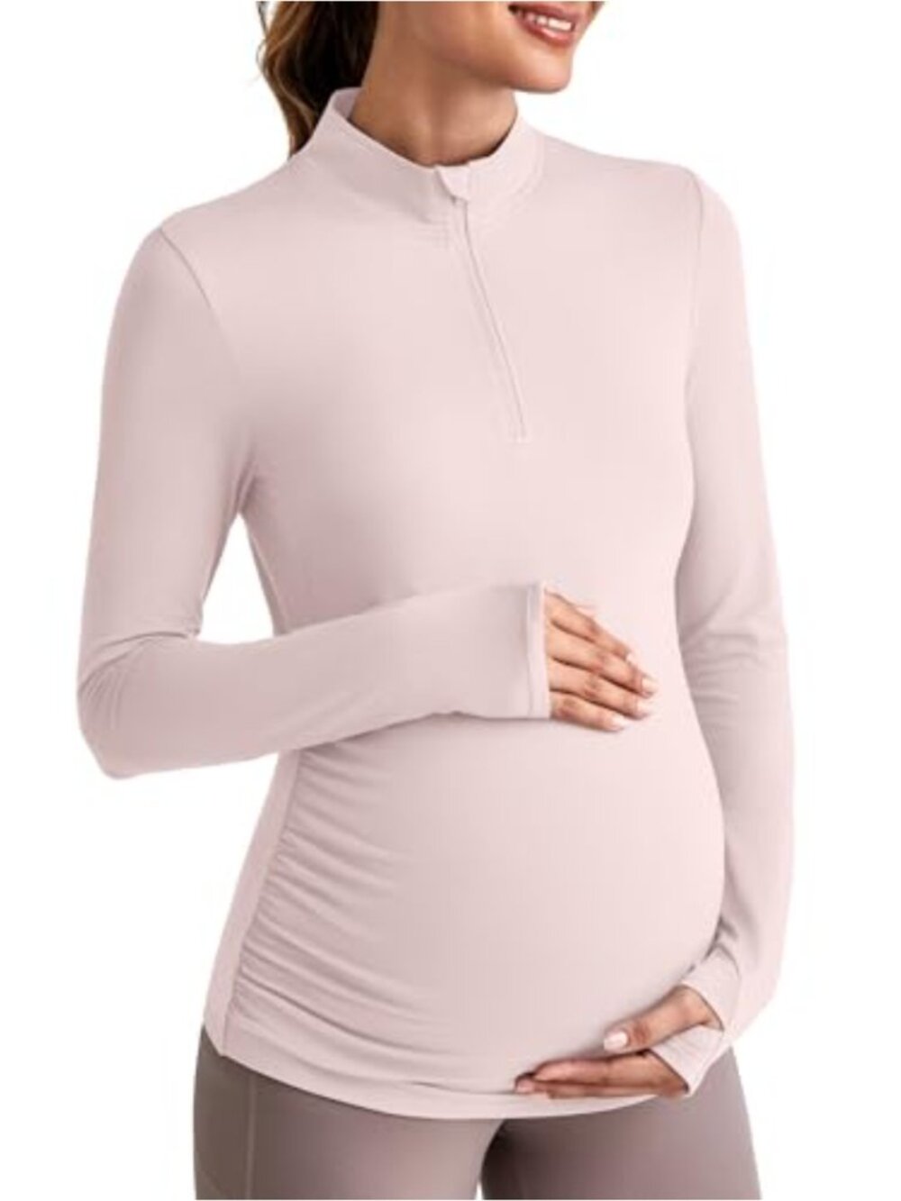 Maternity Half Zip Long Sleeve UPF 50+ Workout Top